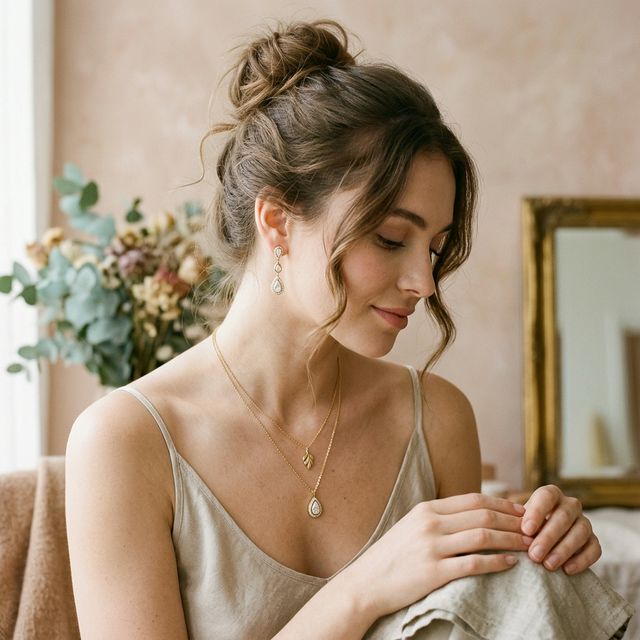 Lumière Model wearing fine gold jewelry